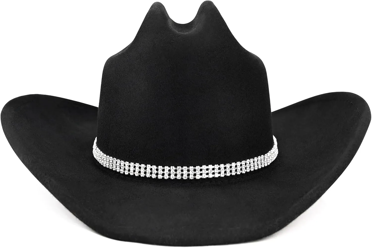 100% Wool Western Cowboy Hat for Men Women Classic Fedora Hat Felt Cowgirls Hats with Two Decorative Bands