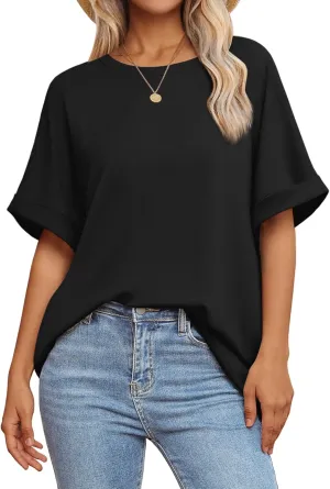 ATHMILE Womens Oversized T Shirts Summer Tops Spring Casual Loose Fit Workout Short Sleeve 2025 Beach Vacation