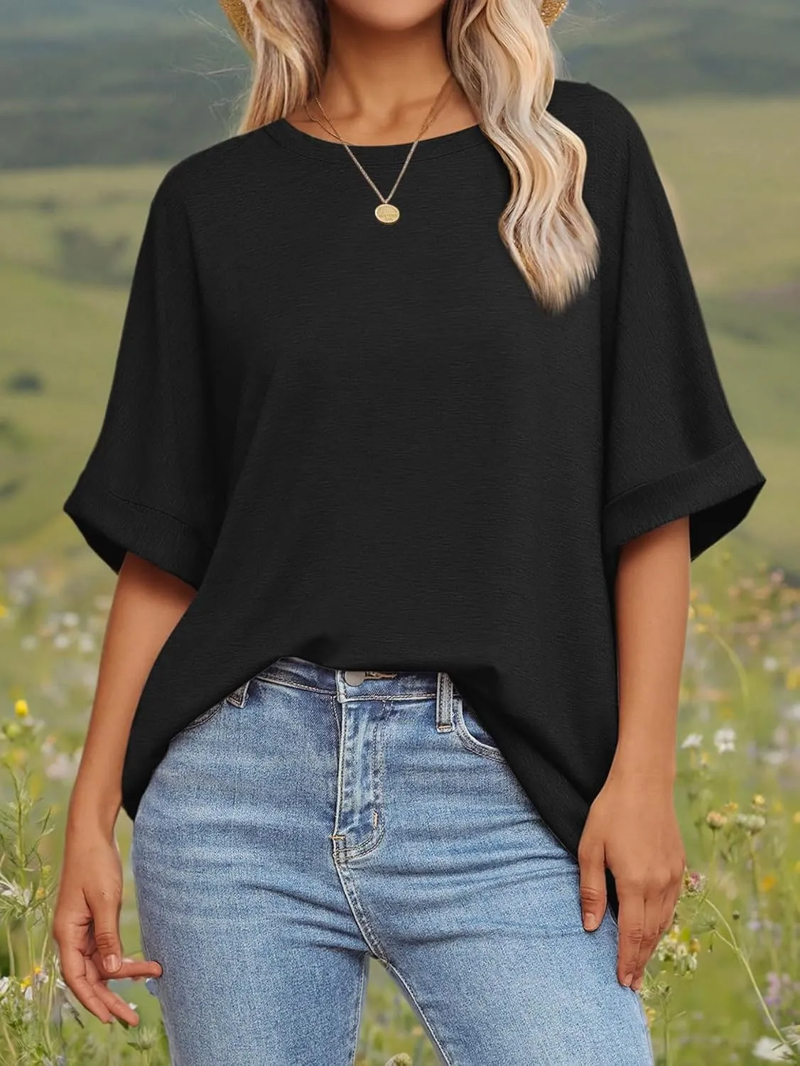 ATHMILE Womens Oversized T Shirts Summer Tops Spring Casual Loose Fit Workout Short Sleeve 2025 Beach Vacation