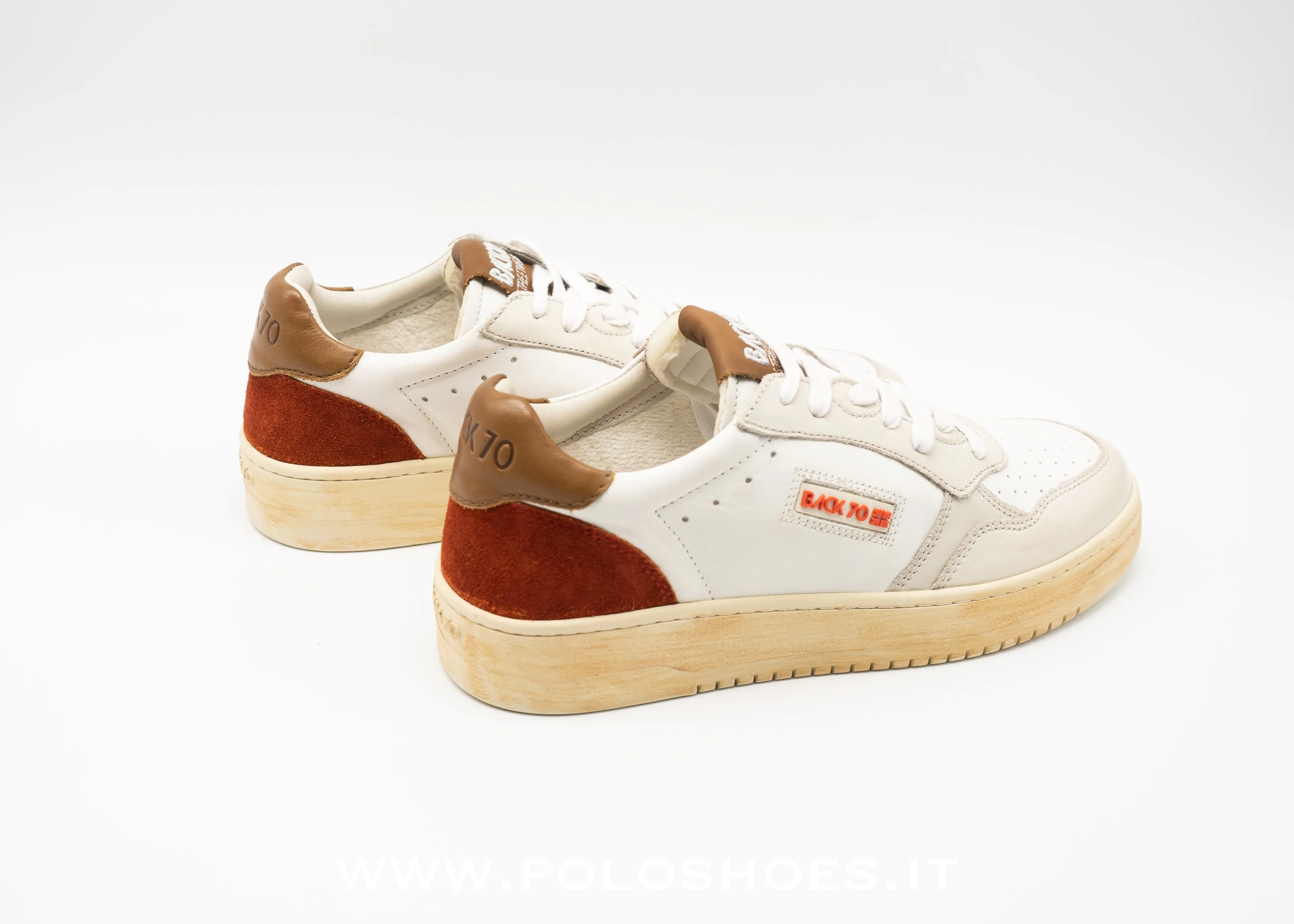BACK70 - SNEAKERS WHITE SUEDE ORANGE