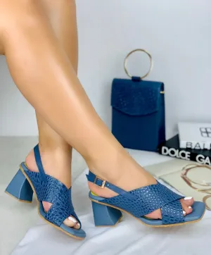 Blue Elegance Chic Timeless Open-Toe Heeled Sandals