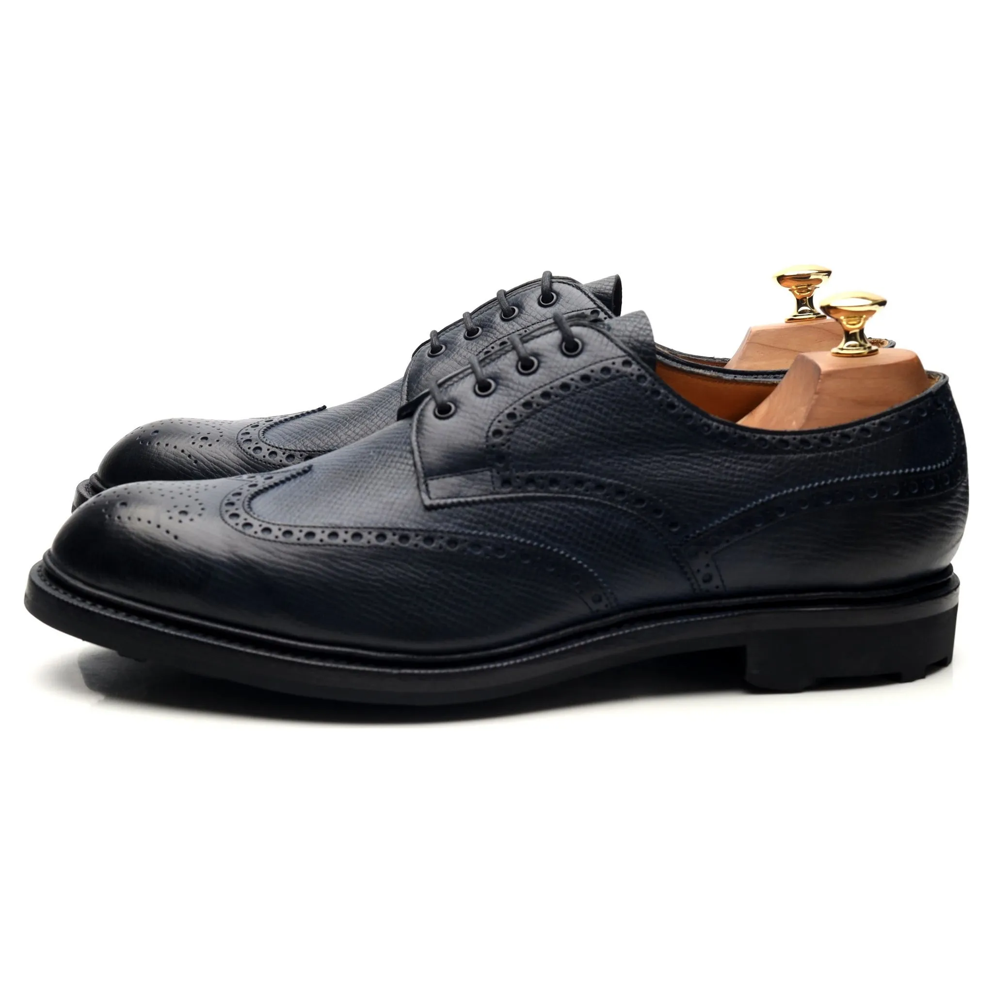 'Borrowdale' Navy Blue Leather Derby Brogues UK 10.5 E
