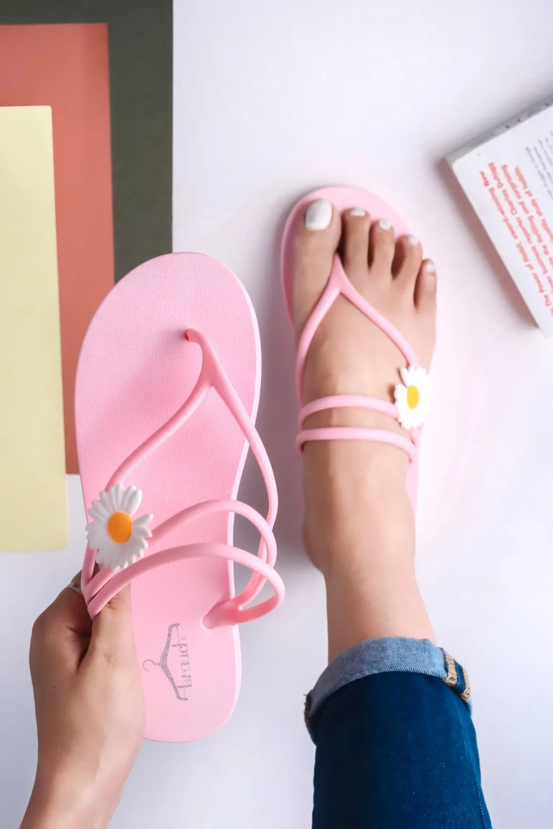 Brauch Pink Multistrap Sunflower Flip Flops