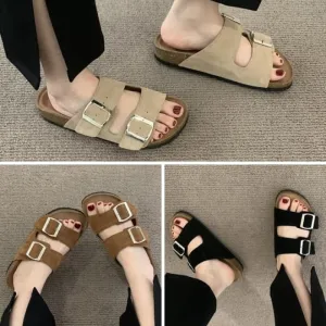 Buckled Faux Suede Sandals