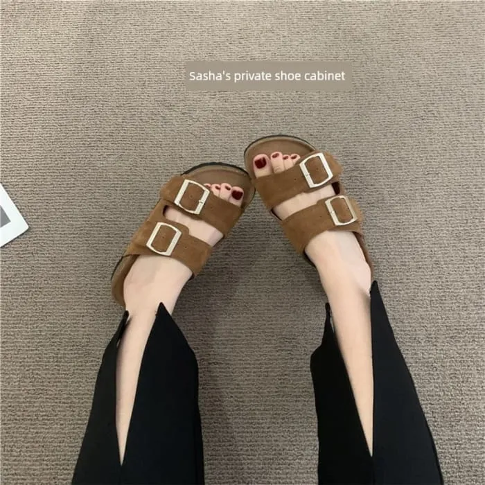 Buckled Faux Suede Sandals