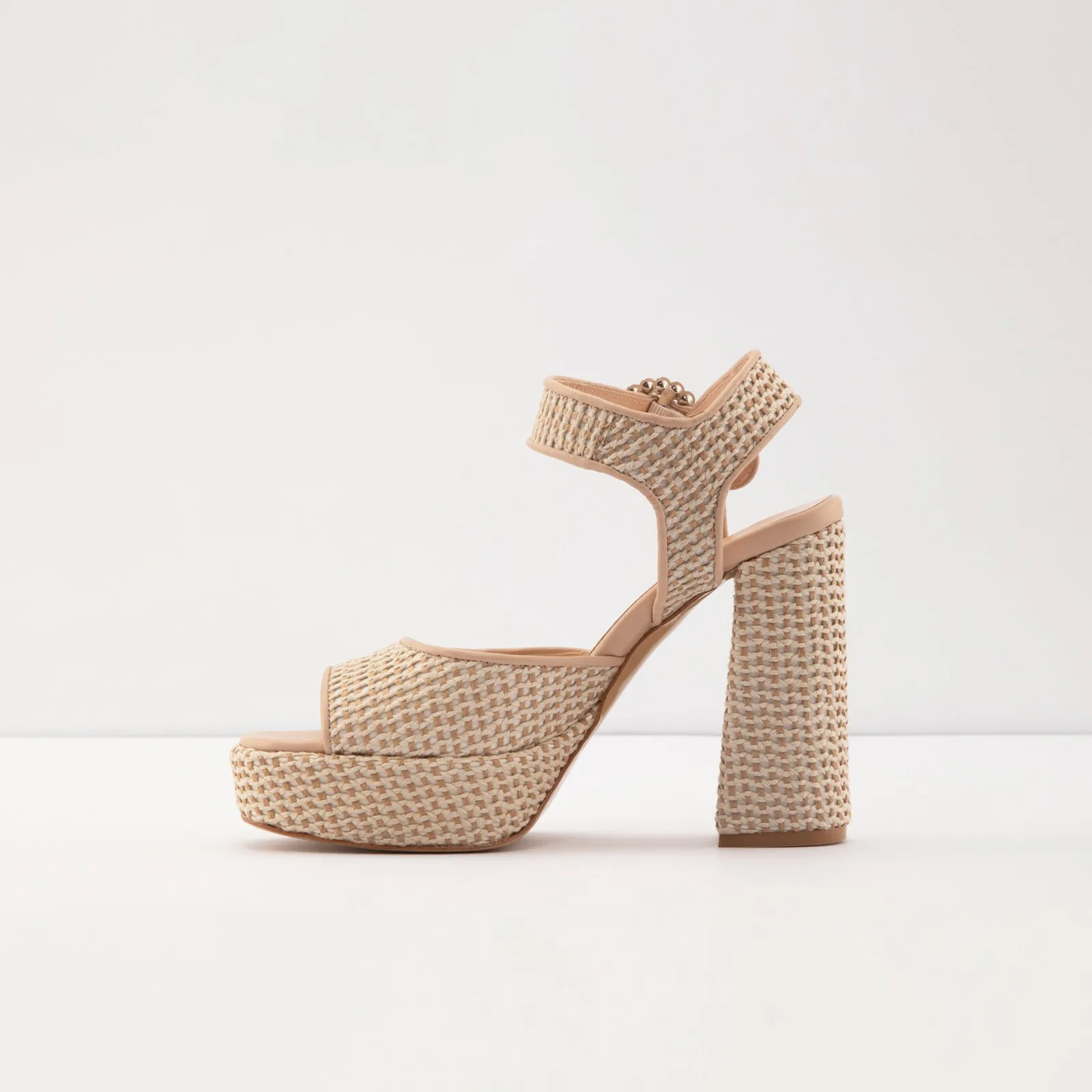 Caceres-TR real leather beige woman heels