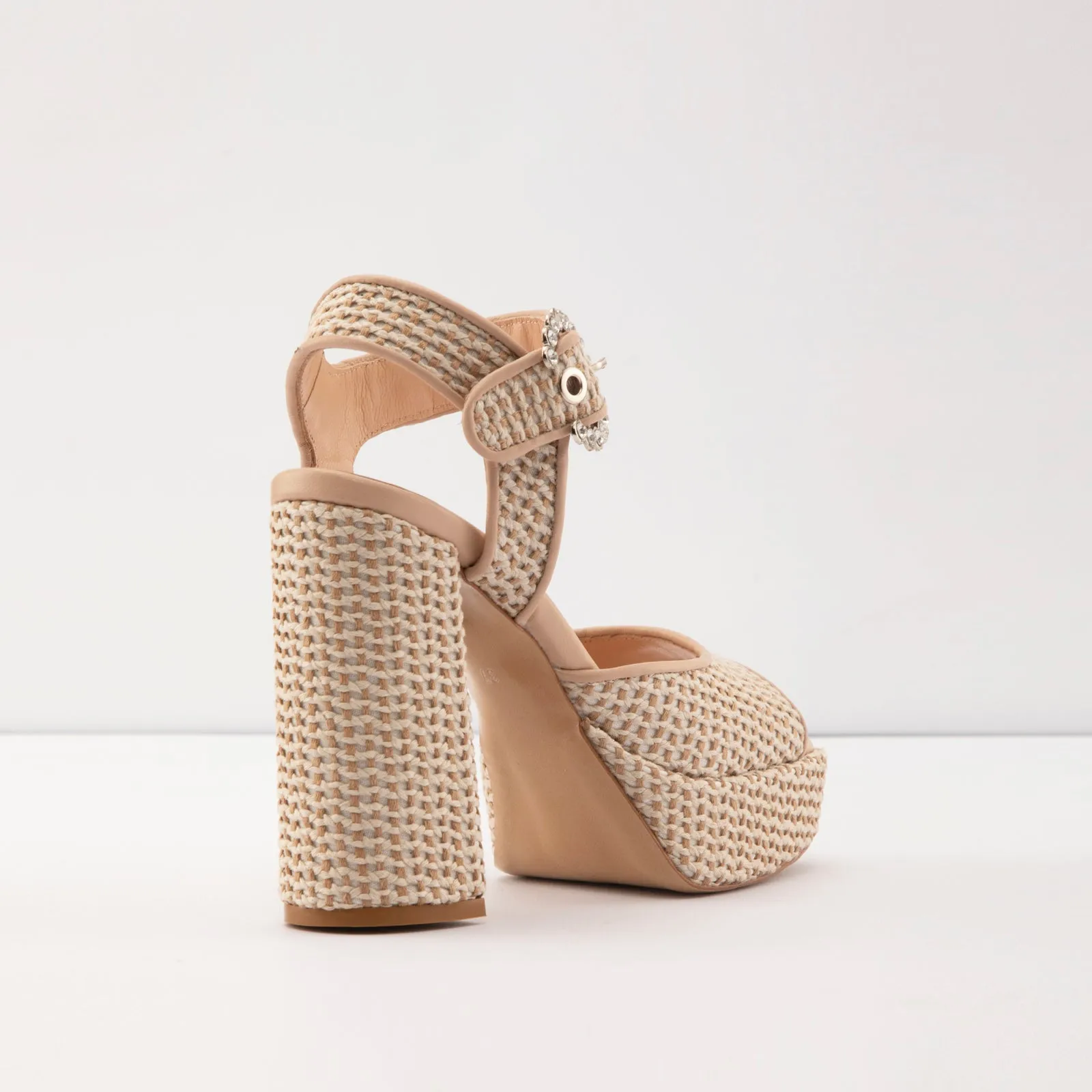 Caceres-TR real leather beige woman heels