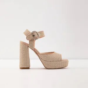 Caceres-TR real leather beige woman heels