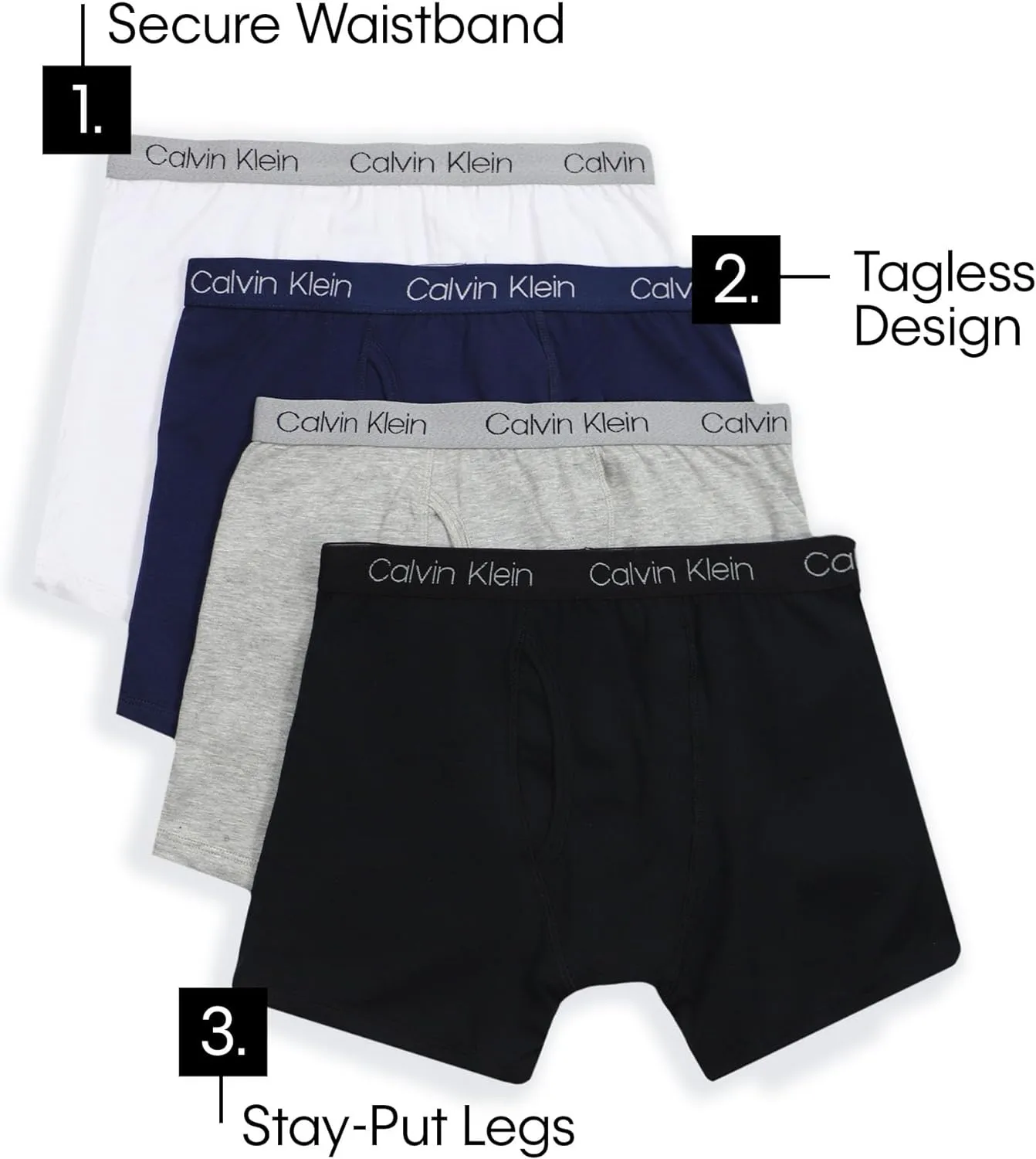 Calvin Klein Boys' Underwear Four Pack Boxer Brief Value Pack