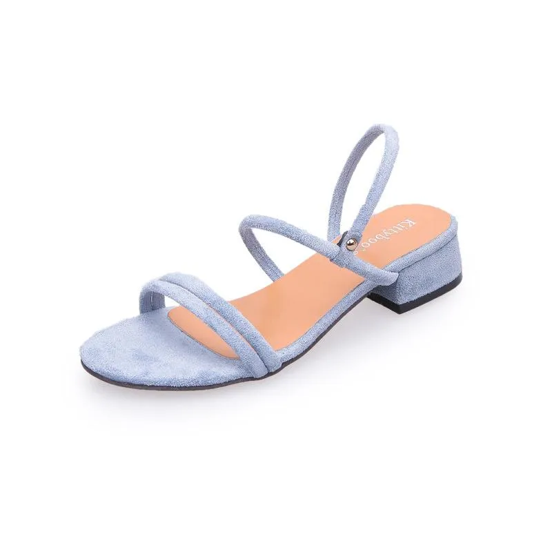 Chicvane Summer Solid Color Strappy  Heeled Sandals Dress Sandals