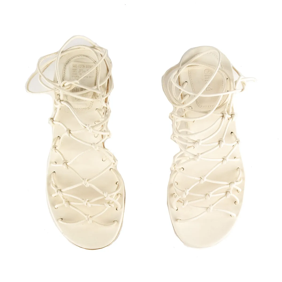 Chloe Open White Skinny Strap Block Heel Sandals Size US 8 | EU 38