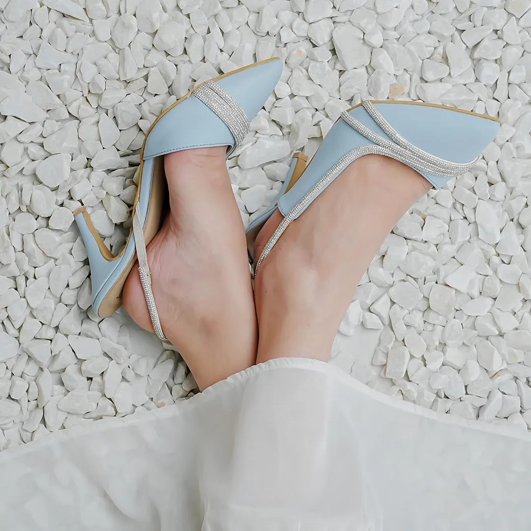 Crystal Cascade Heels Blue