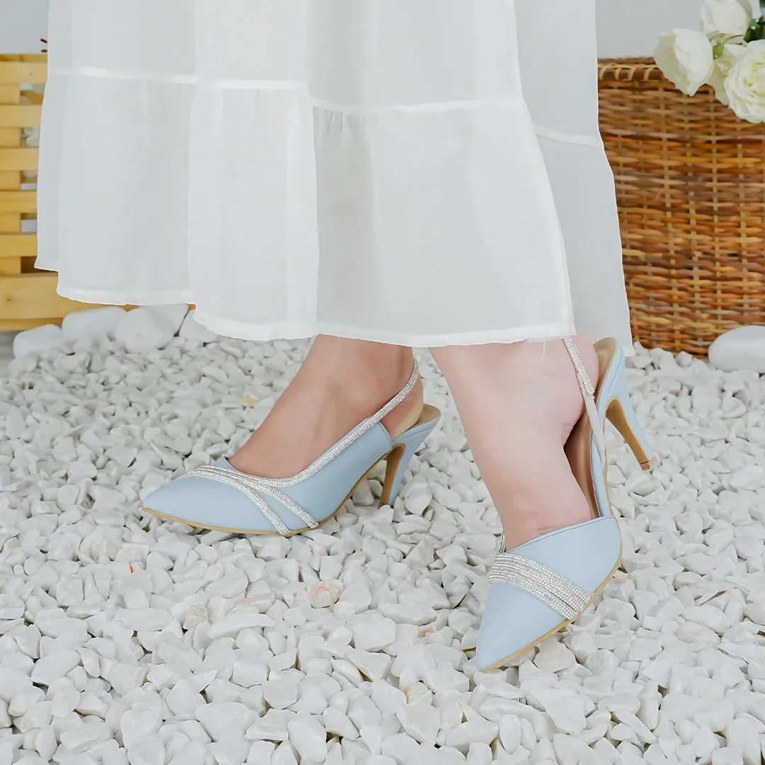Crystal Cascade Heels Blue