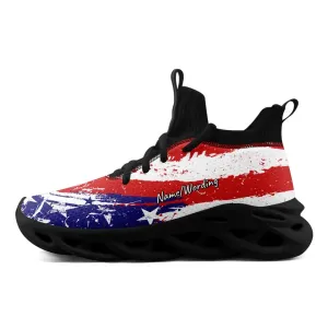 Holiday Gifts,Personalized Patriotic Sneakers, Custom USA-Flag Shoes, Comfortable and Easy to Slip On, Glow at light