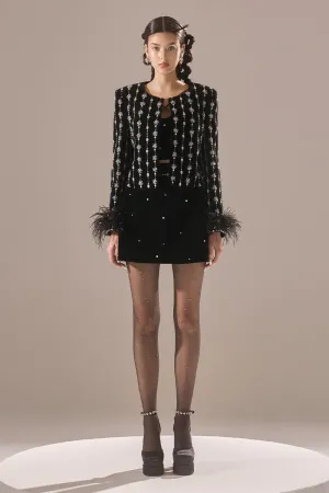 Lioness A-line Stone Velvet Mini Skirt