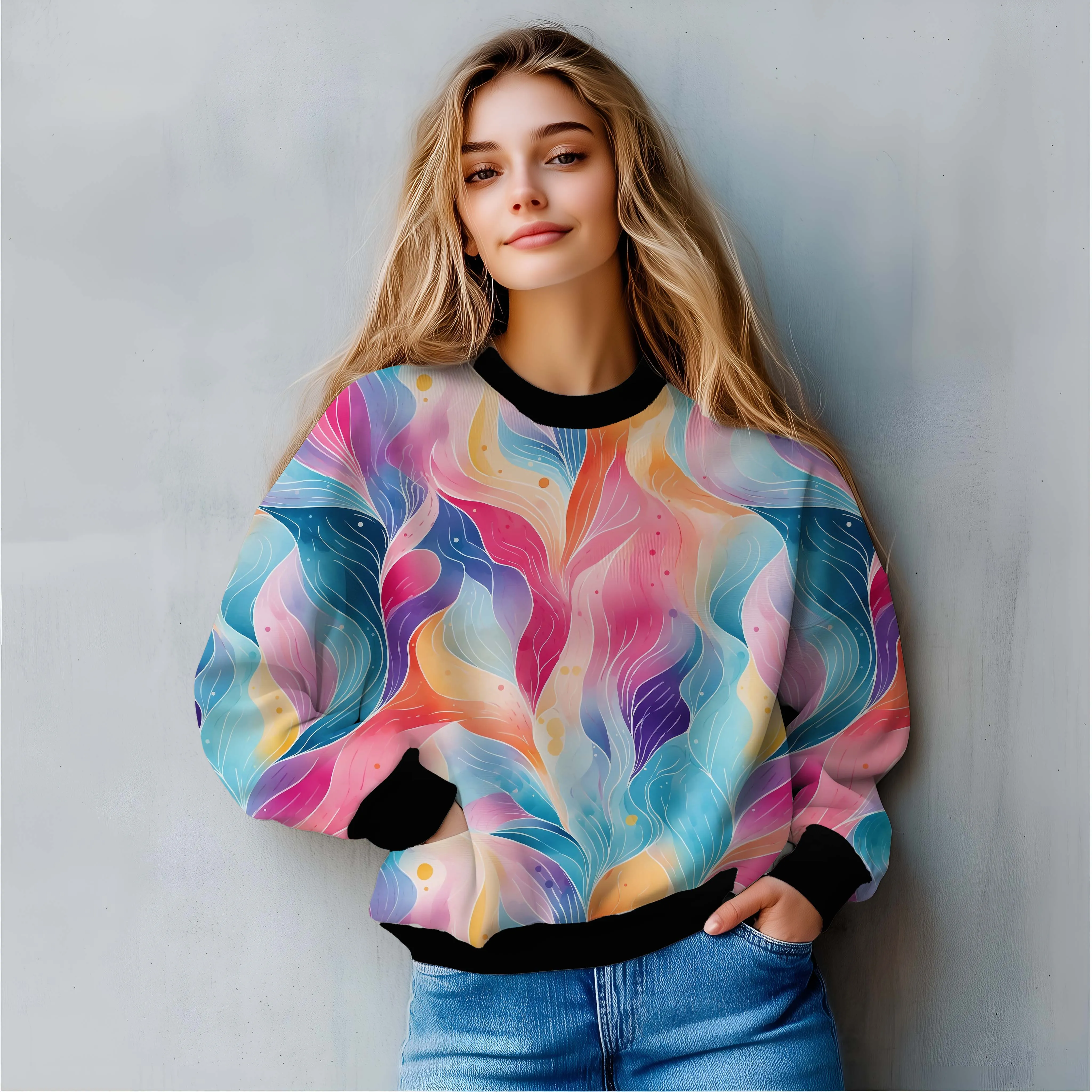 Lush Ripples All Over Print Sweatshirt