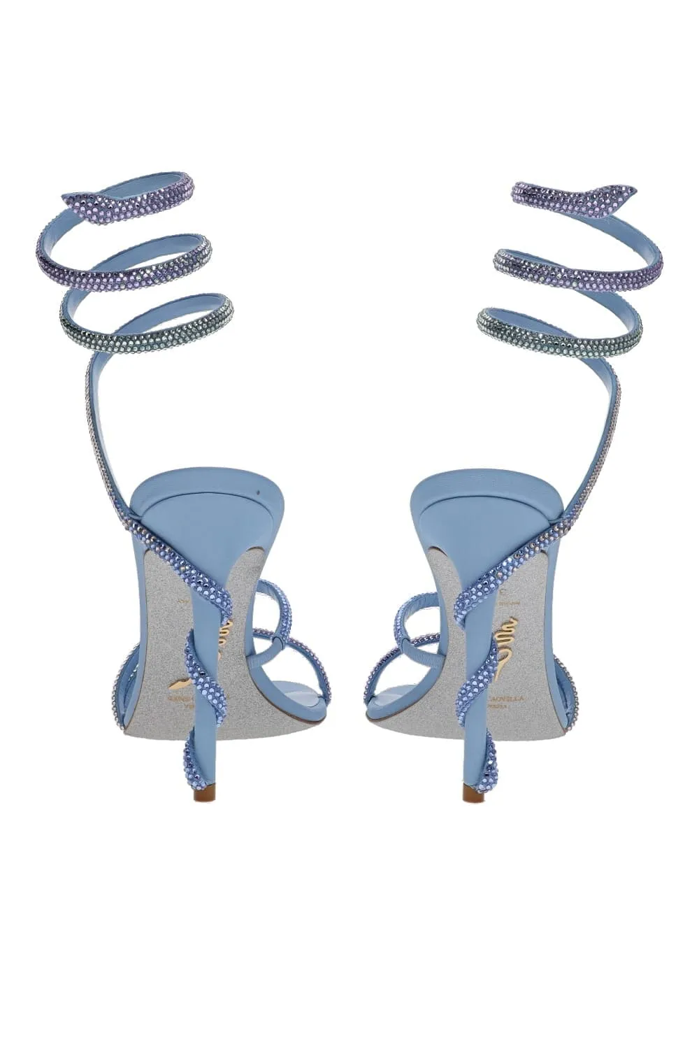 Margot Blue Violet Crystal Ankle Wrap Heels