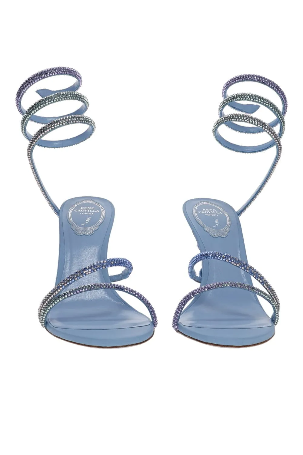 Margot Blue Violet Crystal Ankle Wrap Heels