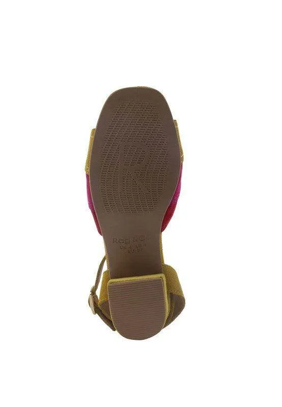 Mon Beau Fine Suede Block Heeled Sandal