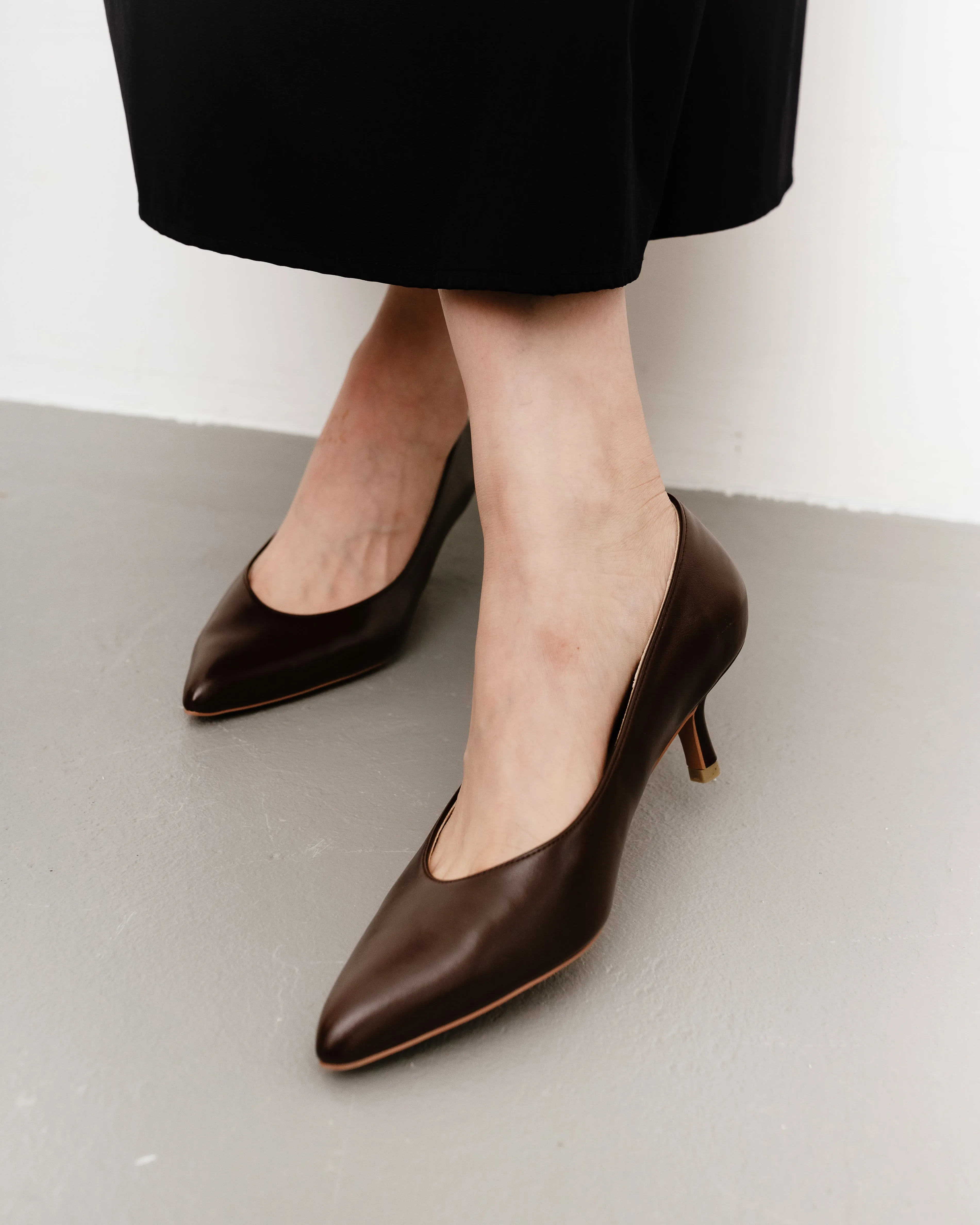 Nova Covered Pump Heels (Dark Brown)