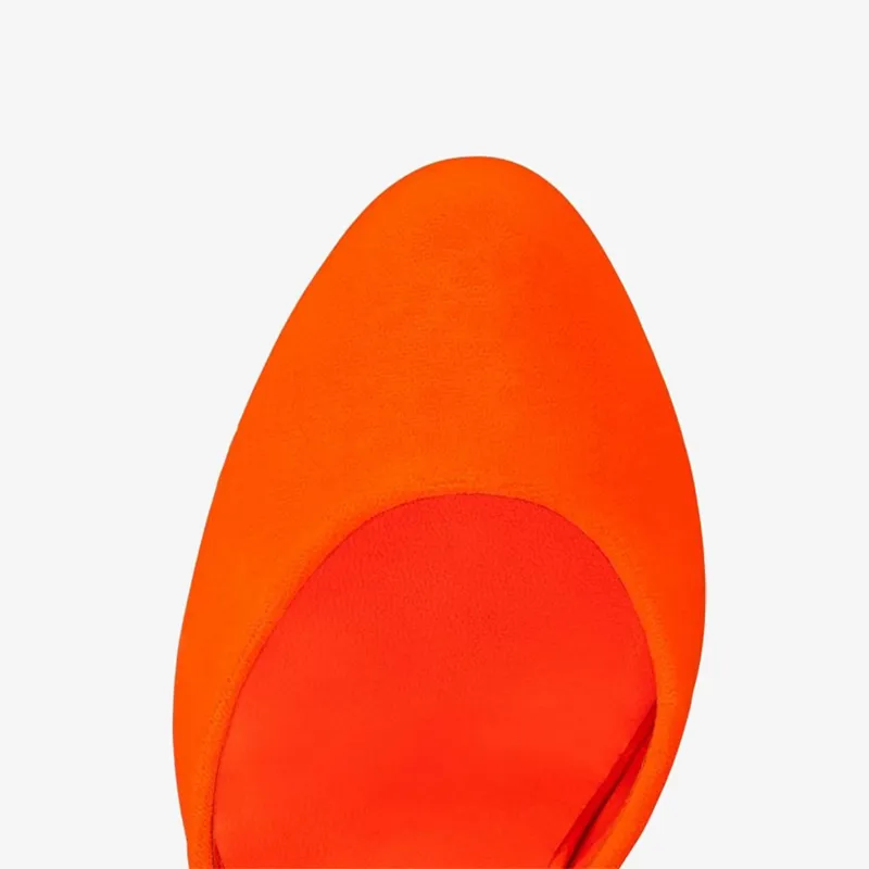 Orange Velvet Low-Top Pumps
