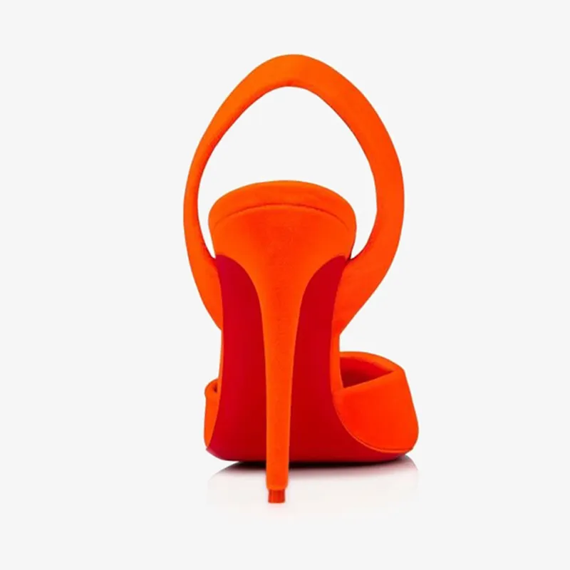 Orange Velvet Low-Top Pumps