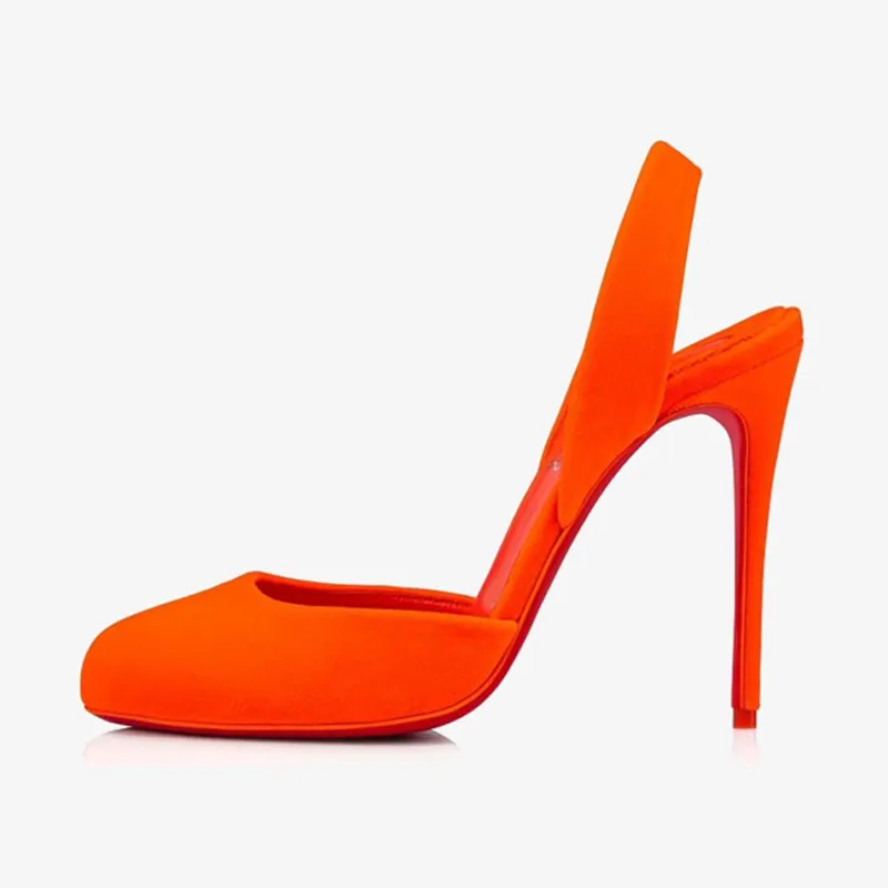 Orange Velvet Low-Top Pumps