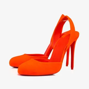 Orange Velvet Low-Top Pumps