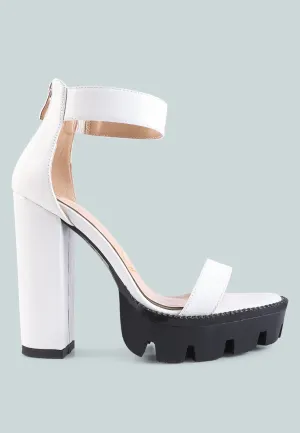 rattle high heeled block sandals