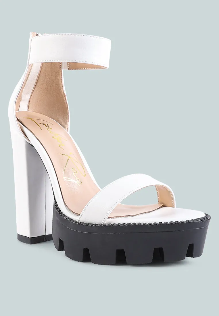 rattle high heeled block sandals