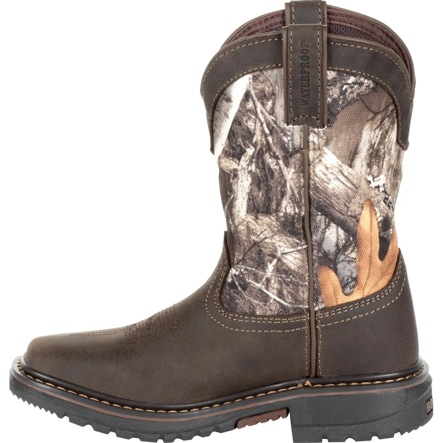 Rocky Kids Boys Brown Realtree Leather Ride FLX WP Cowboy Boots