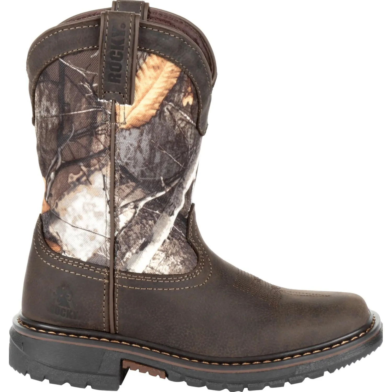 Rocky Kids Boys Brown Realtree Leather Ride FLX WP Cowboy Boots