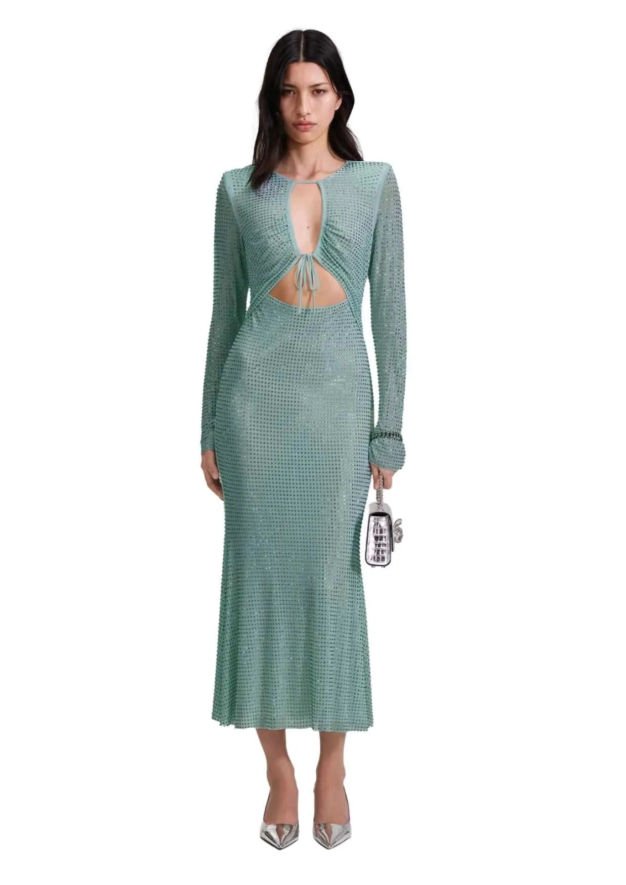 SELF-PORTRAIT - Blue Rhinestone Midi Dress