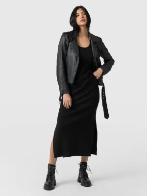 Sleeveless Rib Dress - Black