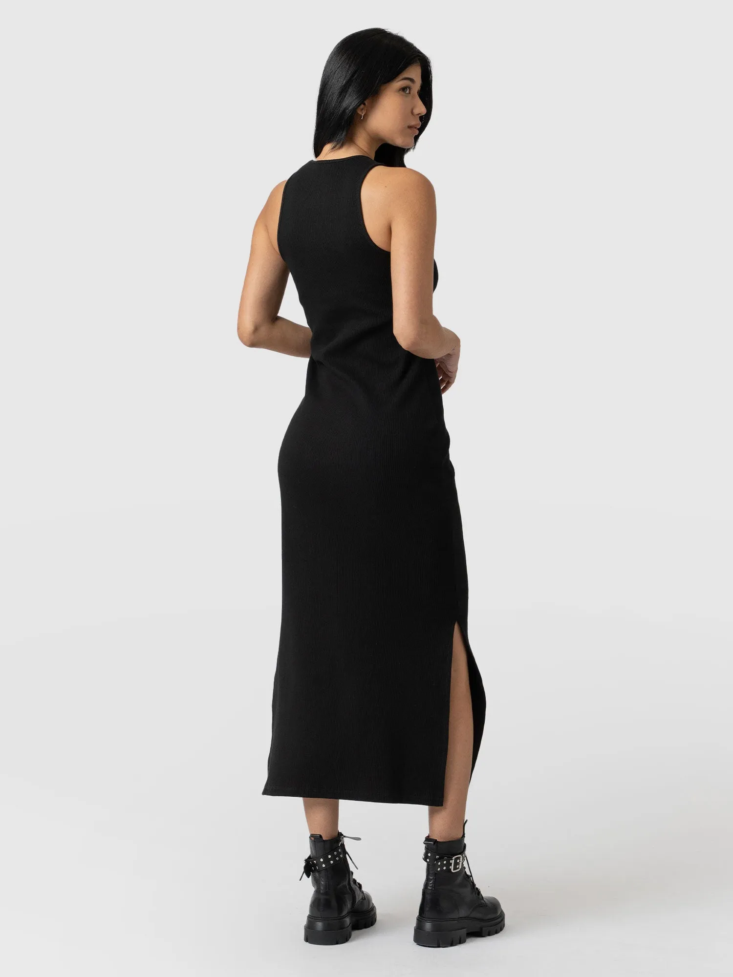 Sleeveless Rib Dress - Black