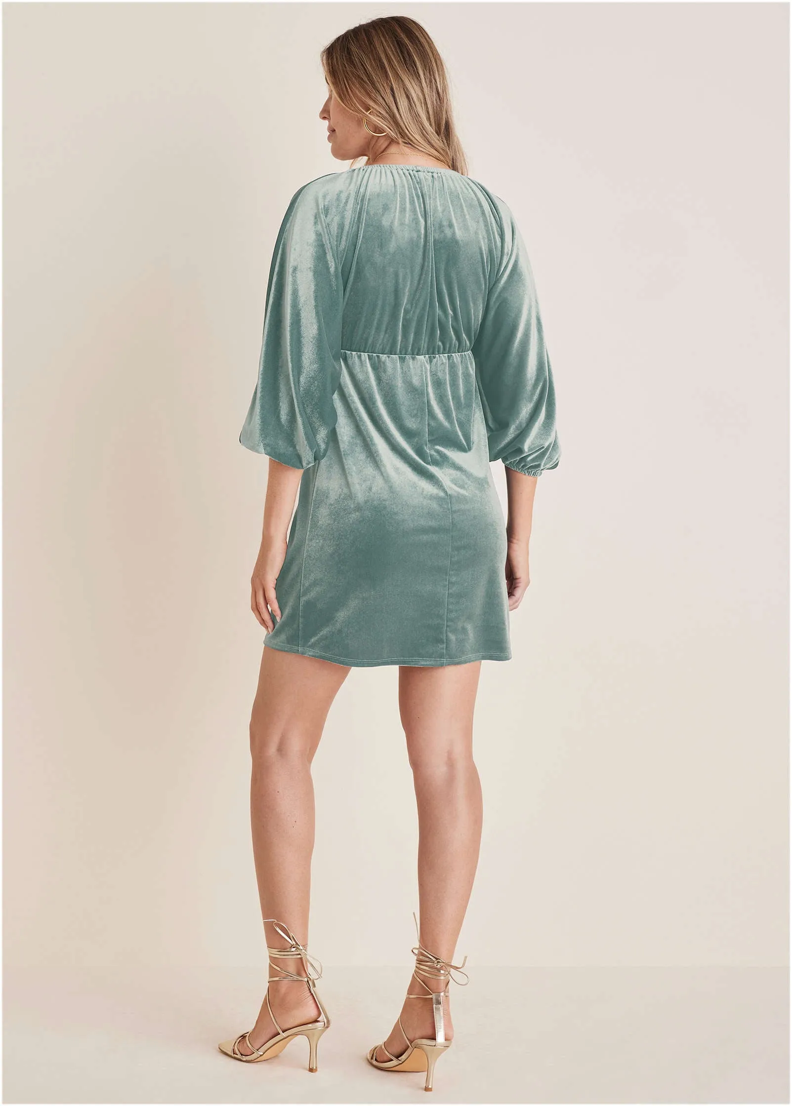 Stretch Velvet Vneck Mini - Tourmaline