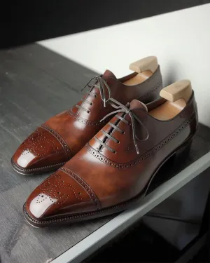 Tan Leather Aislinn Brogue Toe Cap Oxfords - Formal Shoes