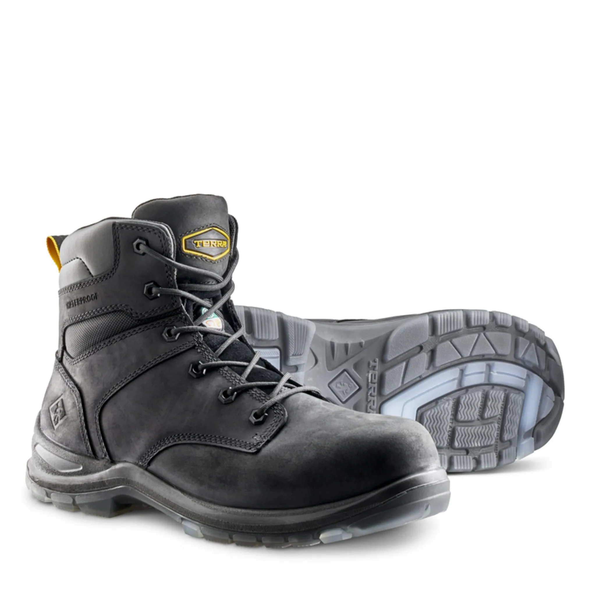 Terra Men's Byrne Safety Work Boots 6" Leather Waterproof Composite Toe | Sizes 3-14