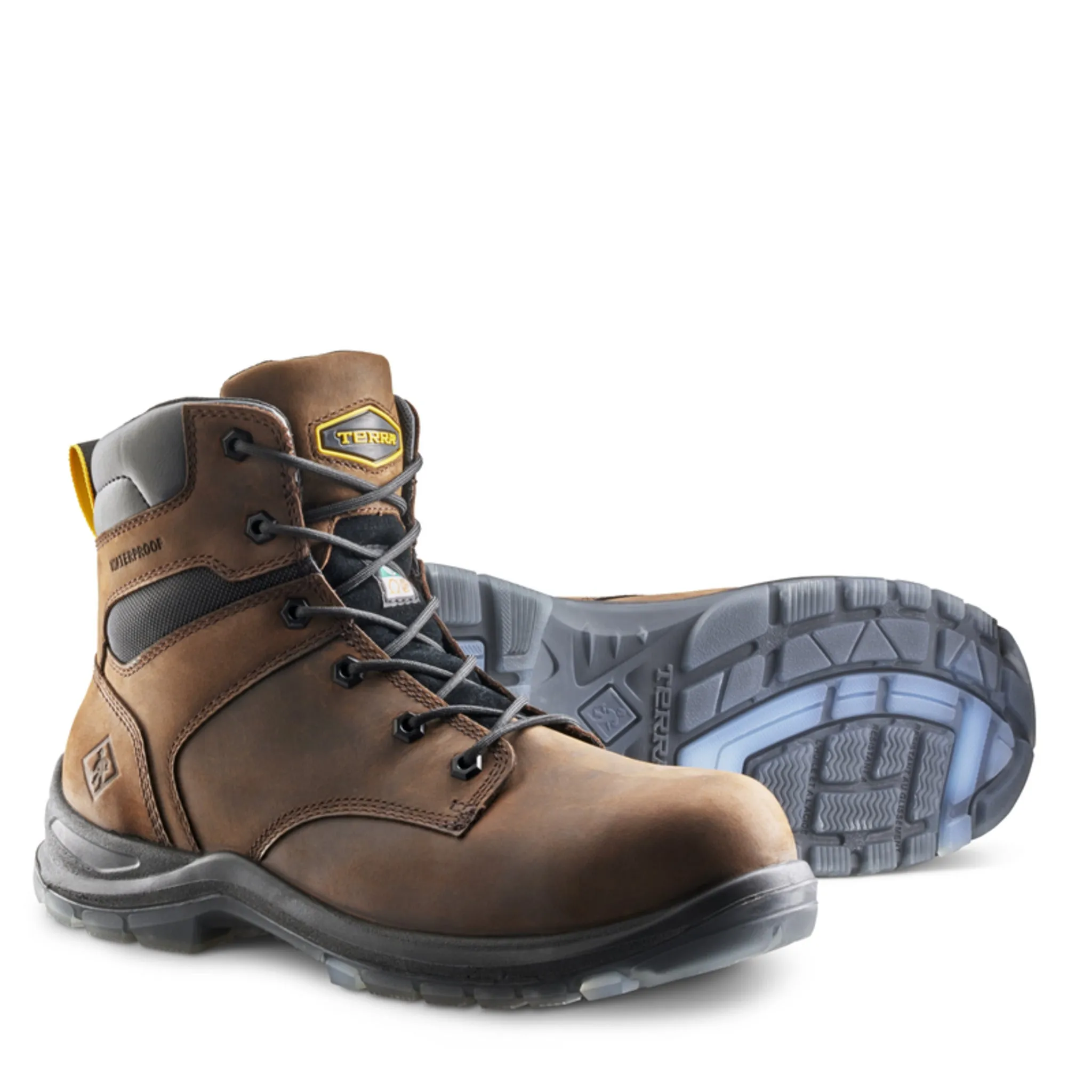 Terra Men's Byrne Safety Work Boots 6" Leather Waterproof Composite Toe | Sizes 3-14