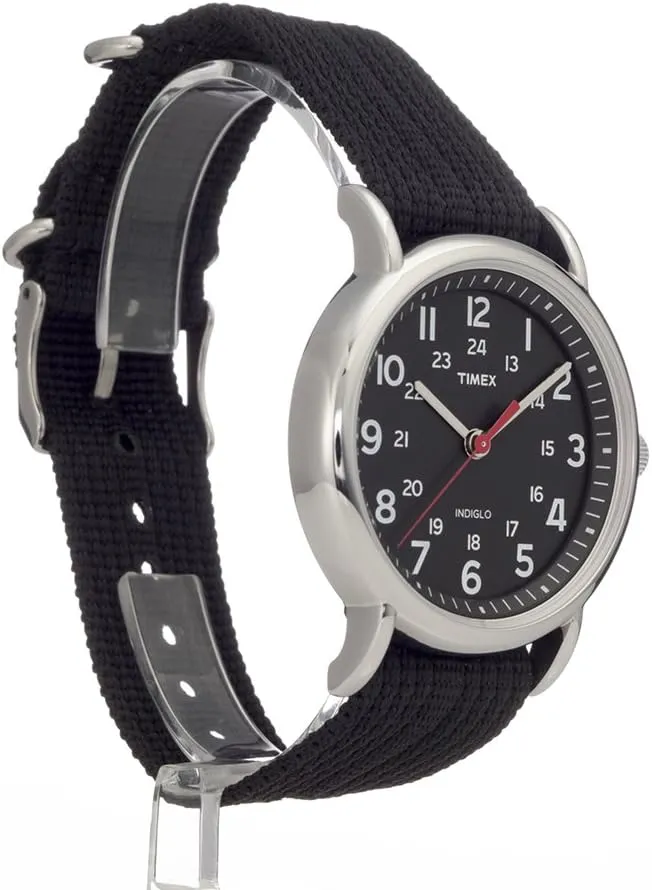 Timex Weekender 38mm Unisex Analog Watch | INDIGLO Backlight | Adjustable Durable Nylon Fabric Slip Through Strap | 24 Hour Time