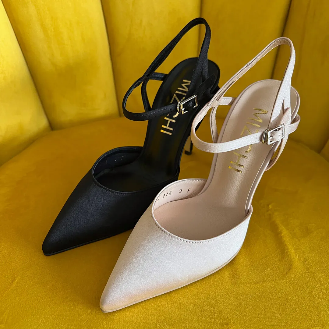 *UK size 2.5 - BALLAD - navy satin , 6cm heels