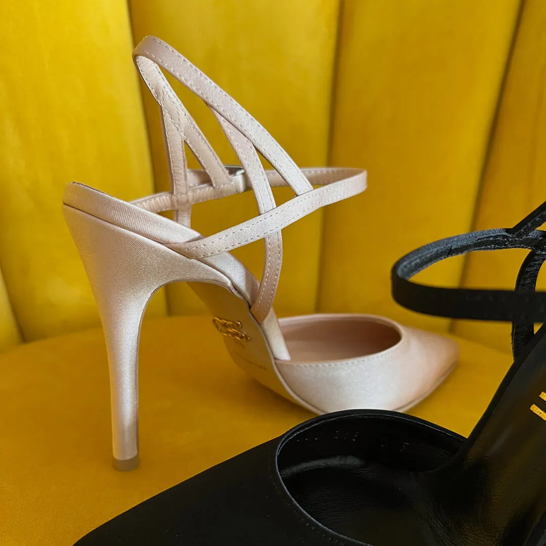 *UK size 2.5 - BALLAD - navy satin , 6cm heels