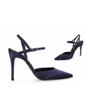 *UK size 2.5 - BALLAD - navy satin , 6cm heels