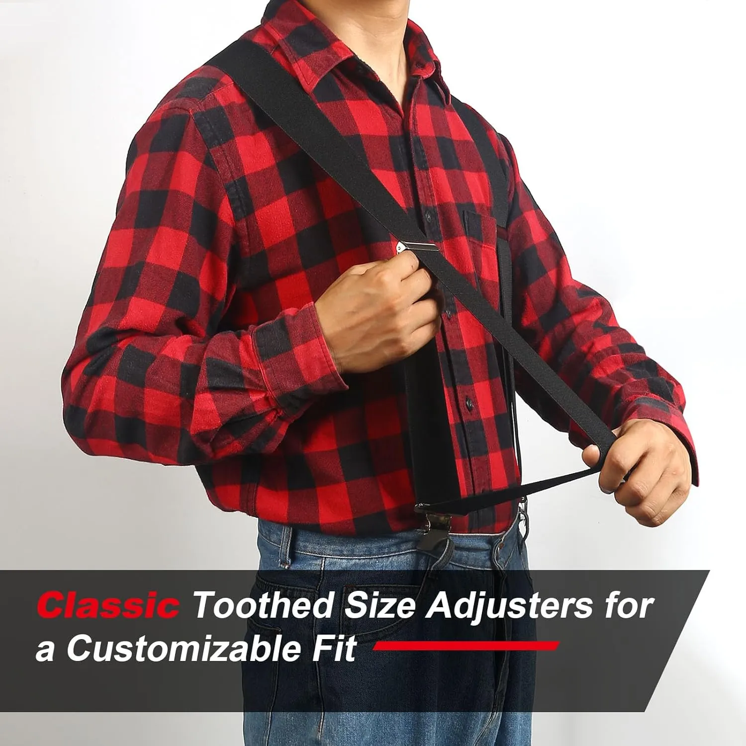 Ultrashang CLASSIC Mens Heavy-Duty Suspender: 2-Inch Wide, Sturdy Clips, X-Back, Adjustable Elastic Work Suspenders