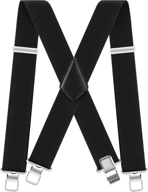 Ultrashang CLASSIC Mens Heavy-Duty Suspender: 2-Inch Wide, Sturdy Clips, X-Back, Adjustable Elastic Work Suspenders