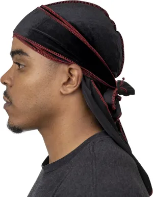 Veeta Superior Velvet Durag - Soft Velvet Durags for Men & Women, Long Double Wide Straps, Silky Durag Liner, Triple Stitched