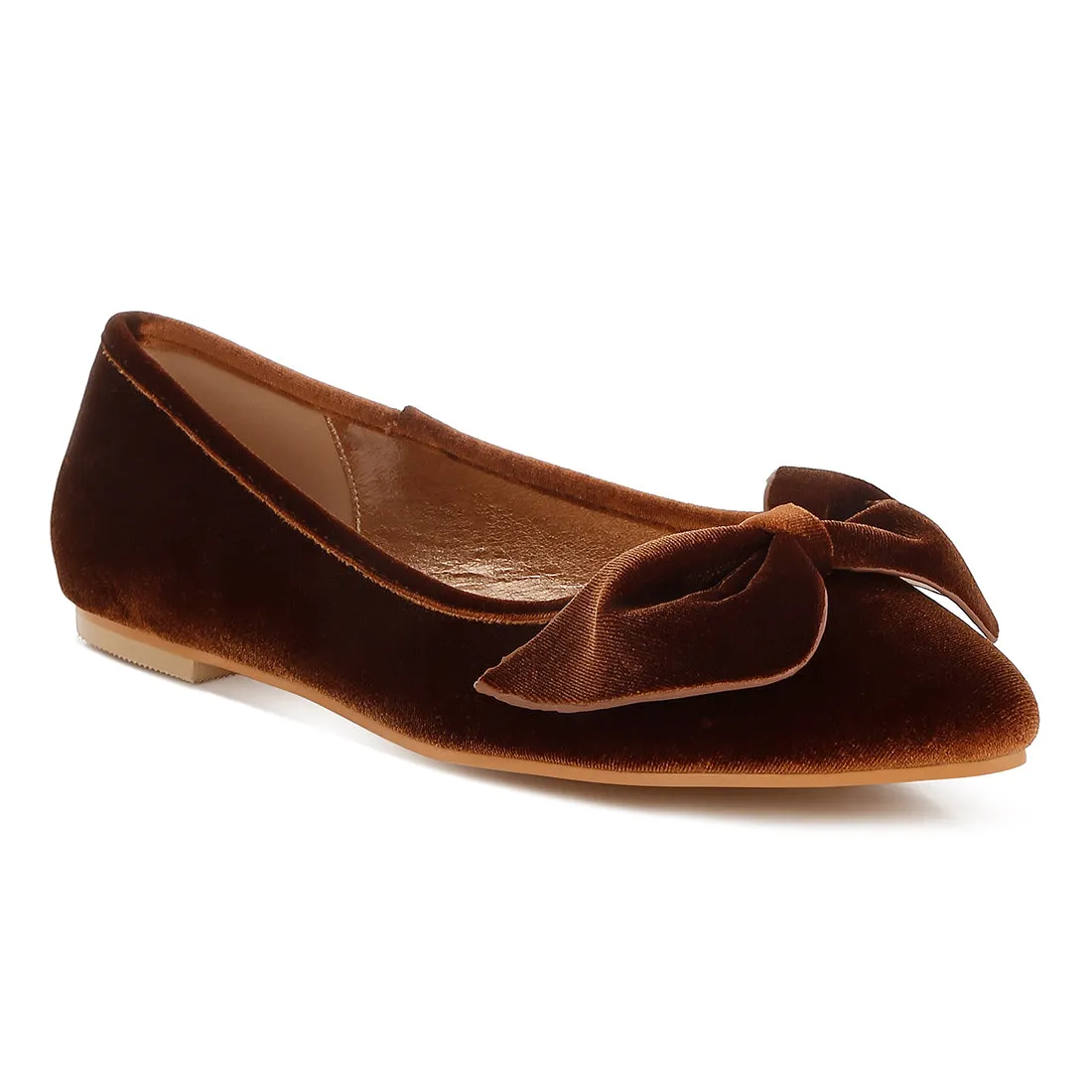 Velvet Bow Detail Ballerinas
