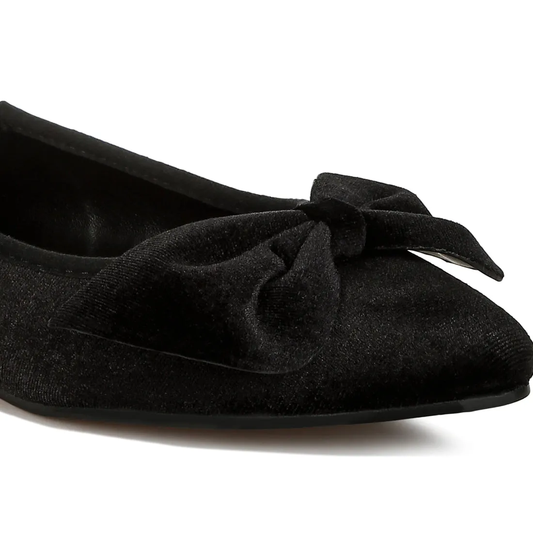 Velvet Bow Detail Ballerinas