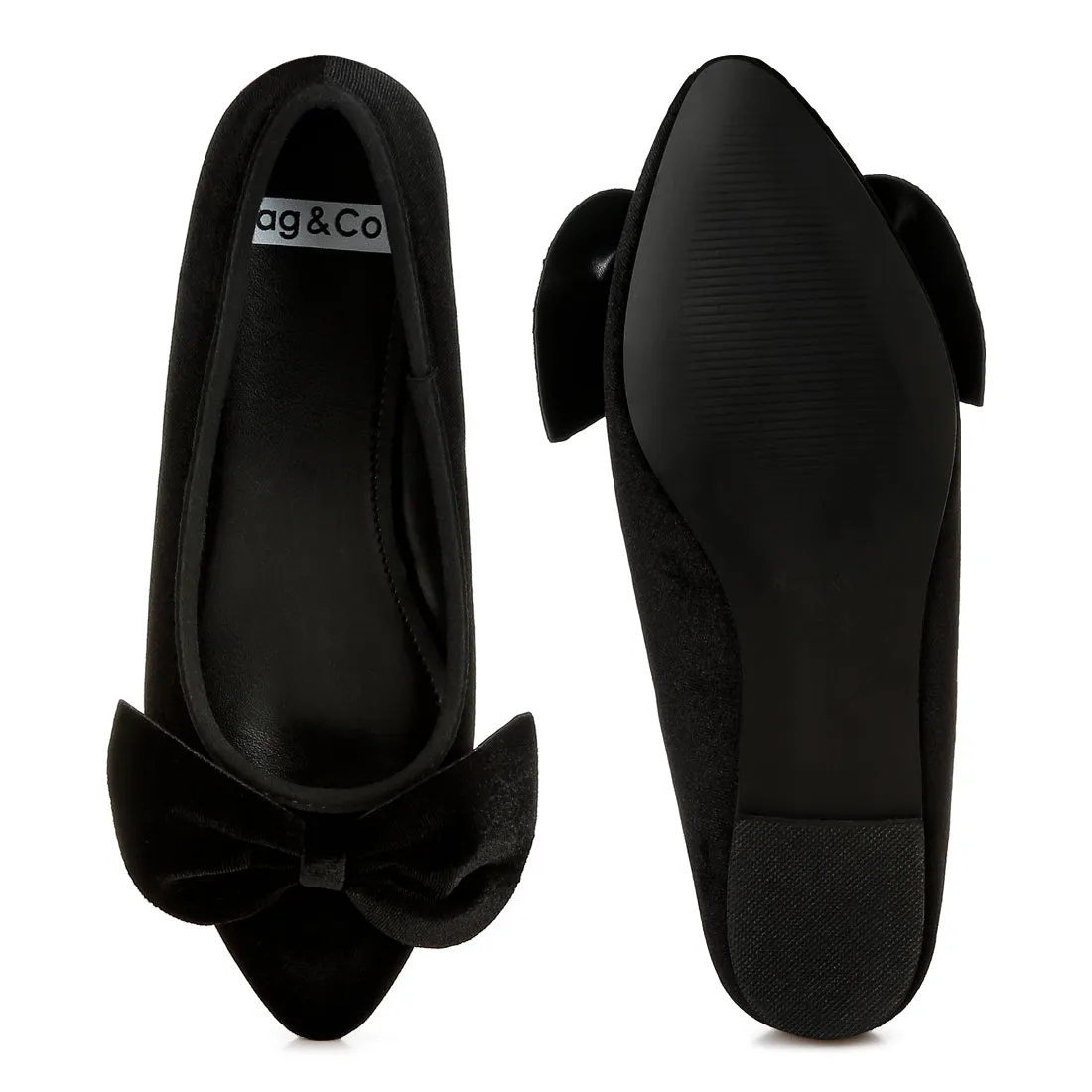 Velvet Bow Detail Ballerinas