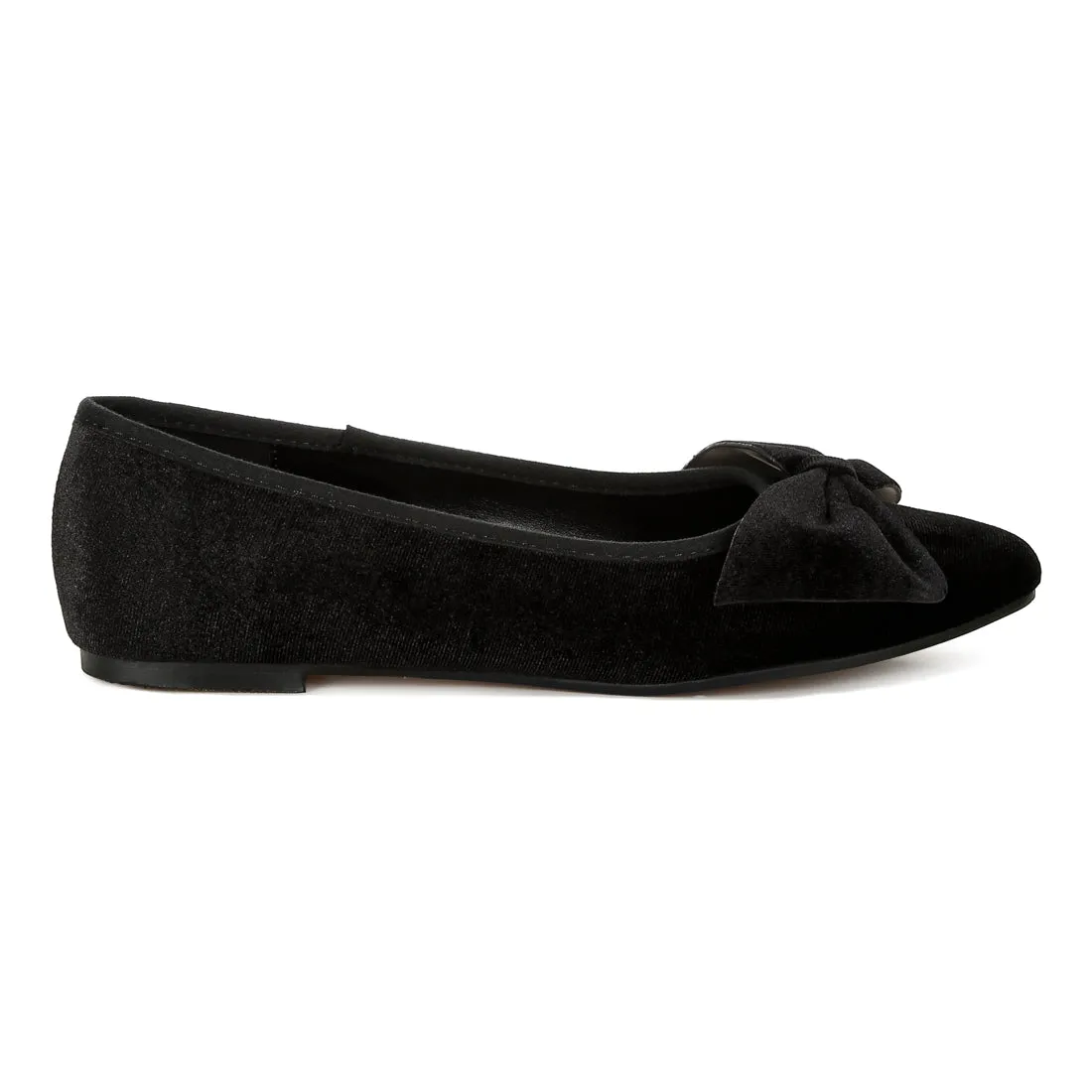Velvet Bow Detail Ballerinas